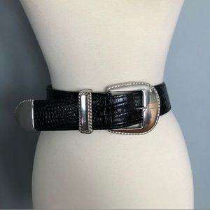 Gino Verde Black Leather Belt With Silver Buckle